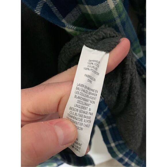 LL Bean Fleece Lined flannel shirt plaid cotton traditional fit men's medium - Picture 5 of 6